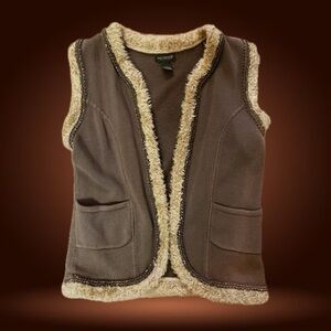 Great Northwest Clothing Company Brown Vest with Cream Sherpa Trim